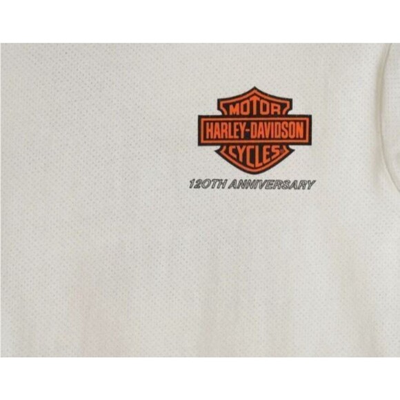 Harley-Davidson Men's 120th Anniversary White Ringer Short Sleeve Shirt Size XL - Picture 11 of 11